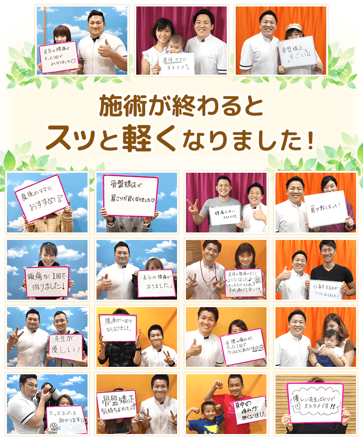 塚本にある当整骨院にて施術を受けた93.6%のお客様が変化を実感しました!